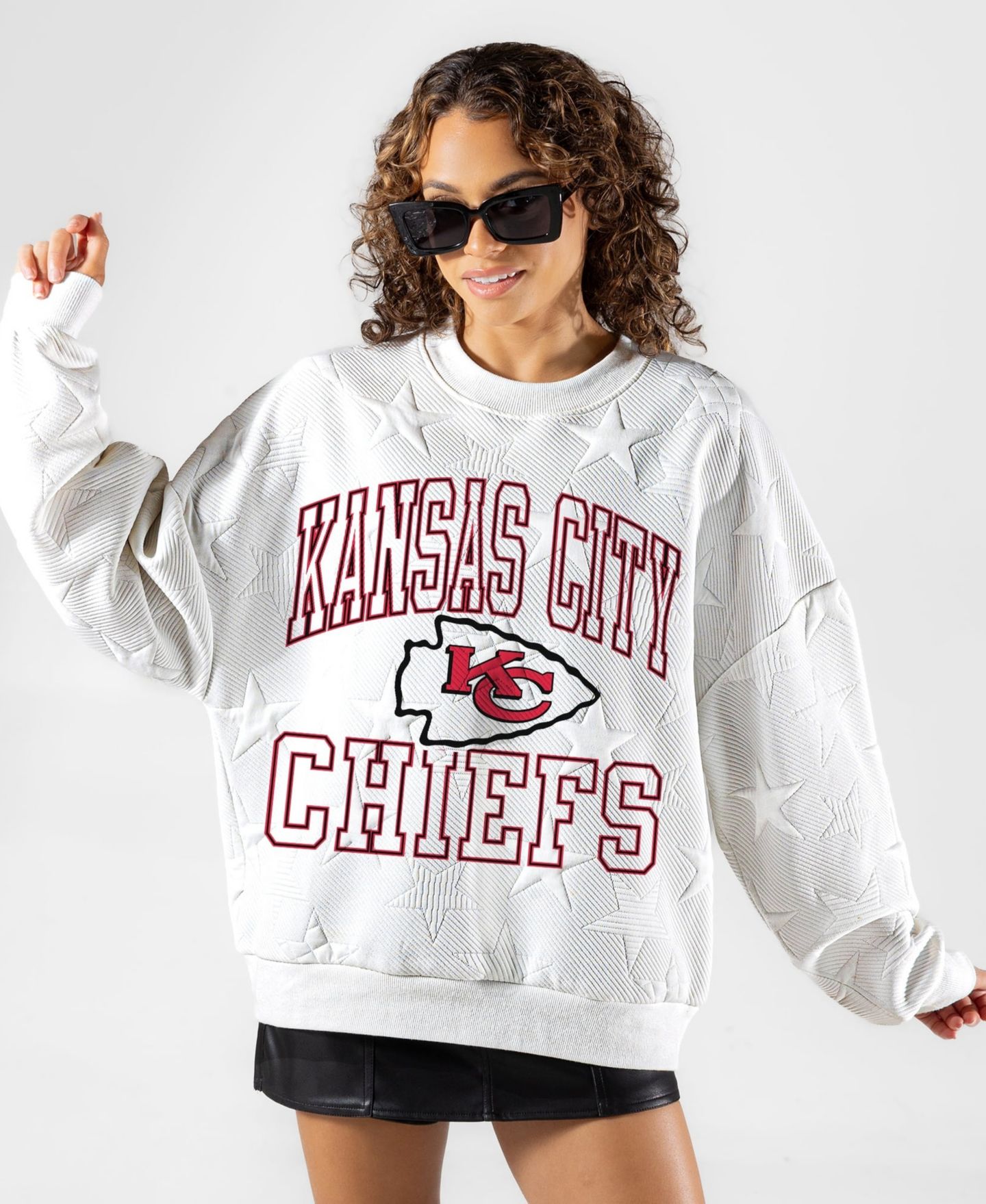 Женская толстовка Gameday Couture White Kansas City Chiefs Big Play Energy Tonal Star Embossed — фото 4