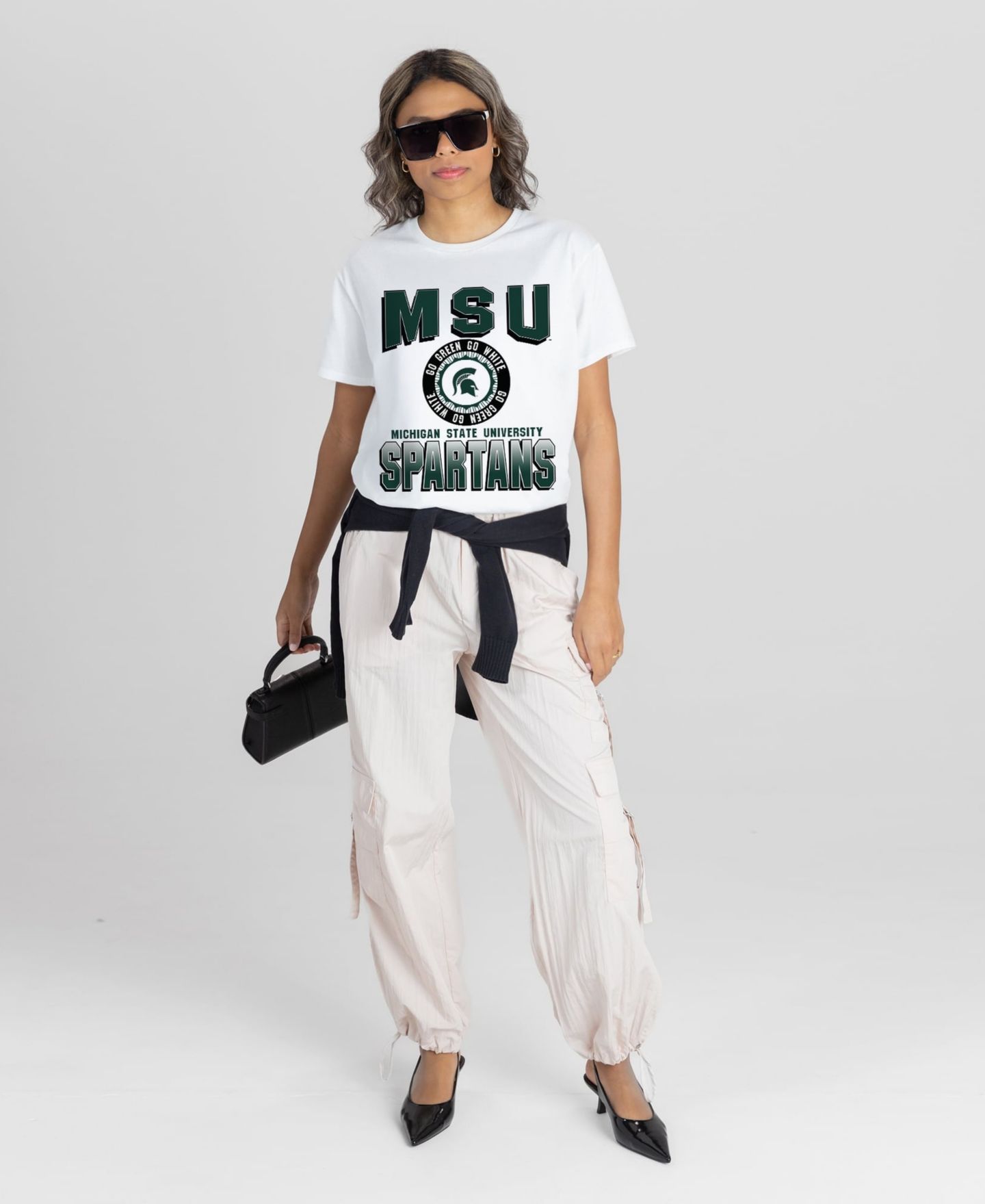 Женская футболка Gameday Couture White Michigan State Spartans All-Time Classic Oversized Flowy — фото 3