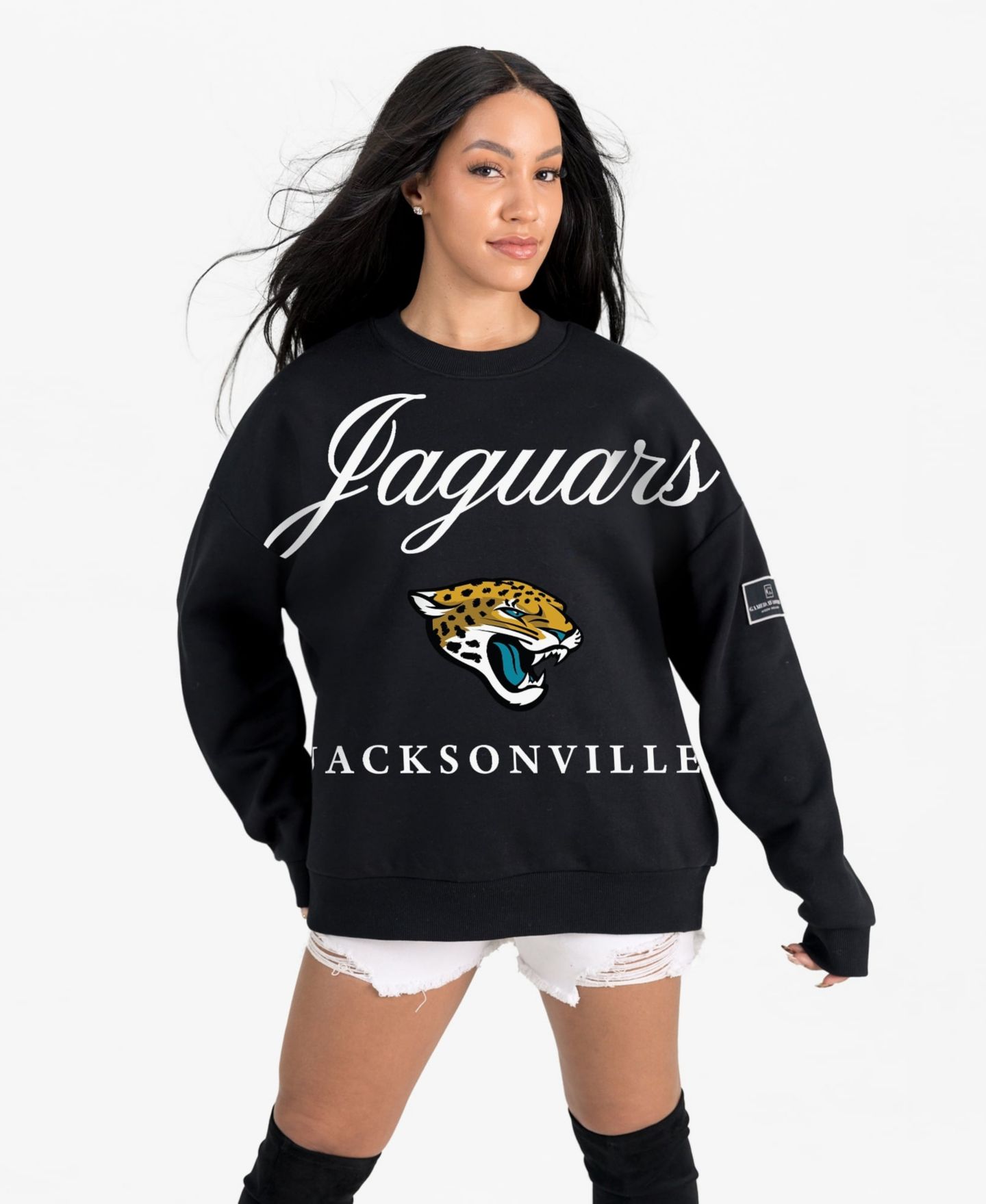 Женская толстовка Gameday Couture Black Jacksonville Jaguars Legacy Club Premium Fleece Drop Shoulder Oversized — фото 3