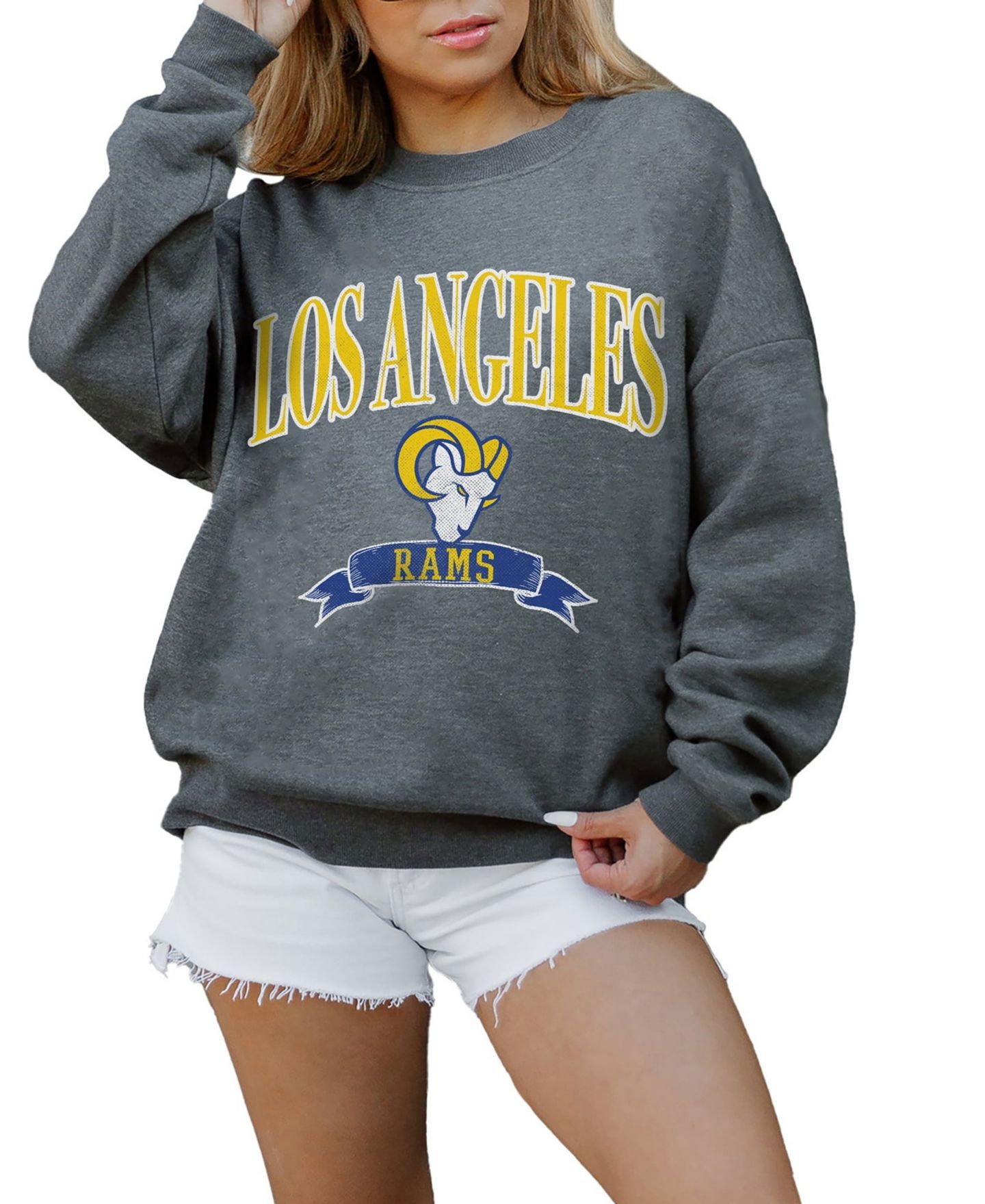 Женская толстовка Gameday Couture Charcoal Los Angeles Rams Oversized Seal The Deal Premium Fleece — фото 2