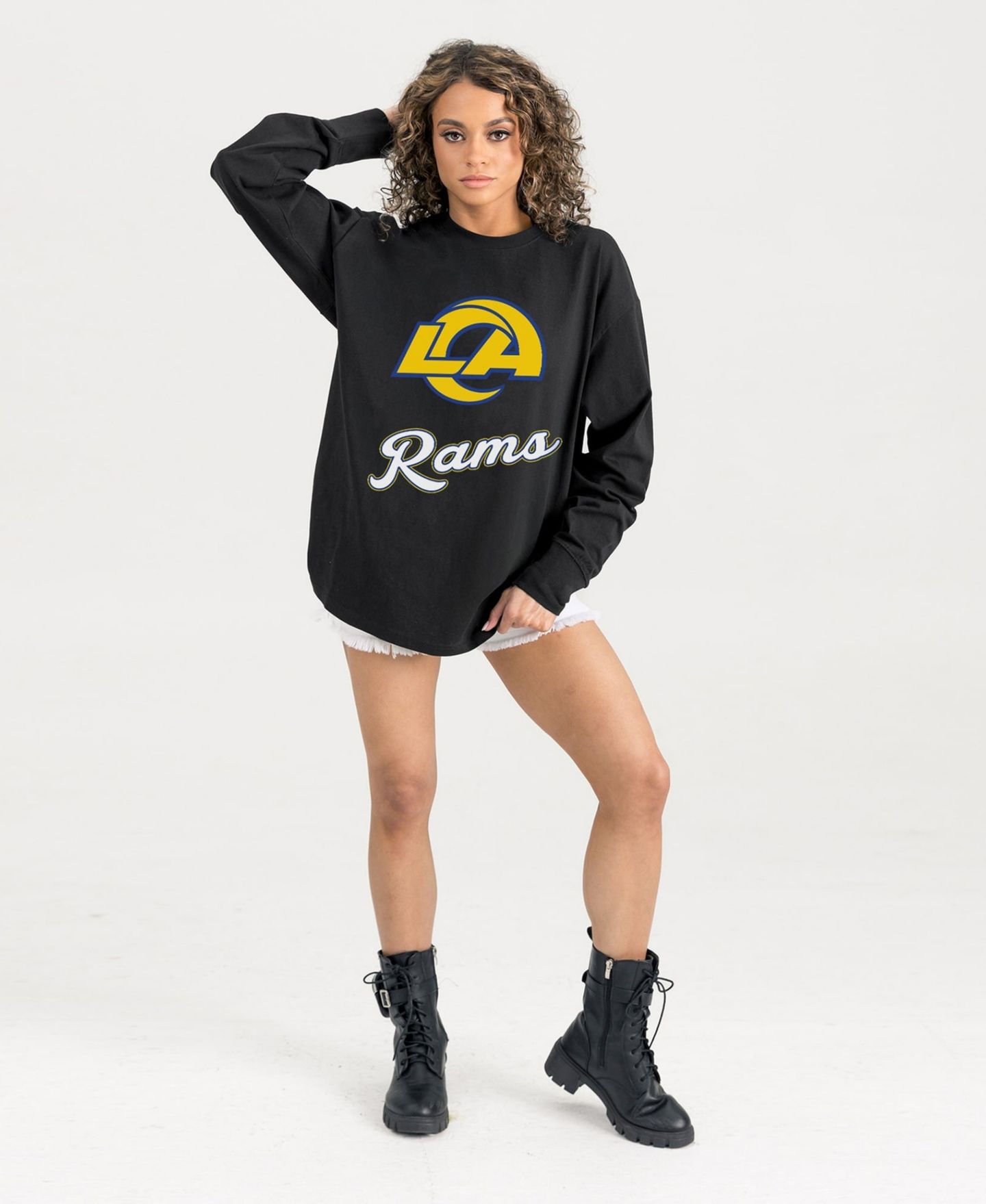 Женская футболка Gameday Couture Black Los Angeles Rams Honor Roll Oversized Long-Sleeve — фото 3