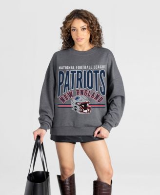 Women's Charcoal New England Patriots Kickoff Classic Oversized Premium Drop Shoulder Sweatshirt