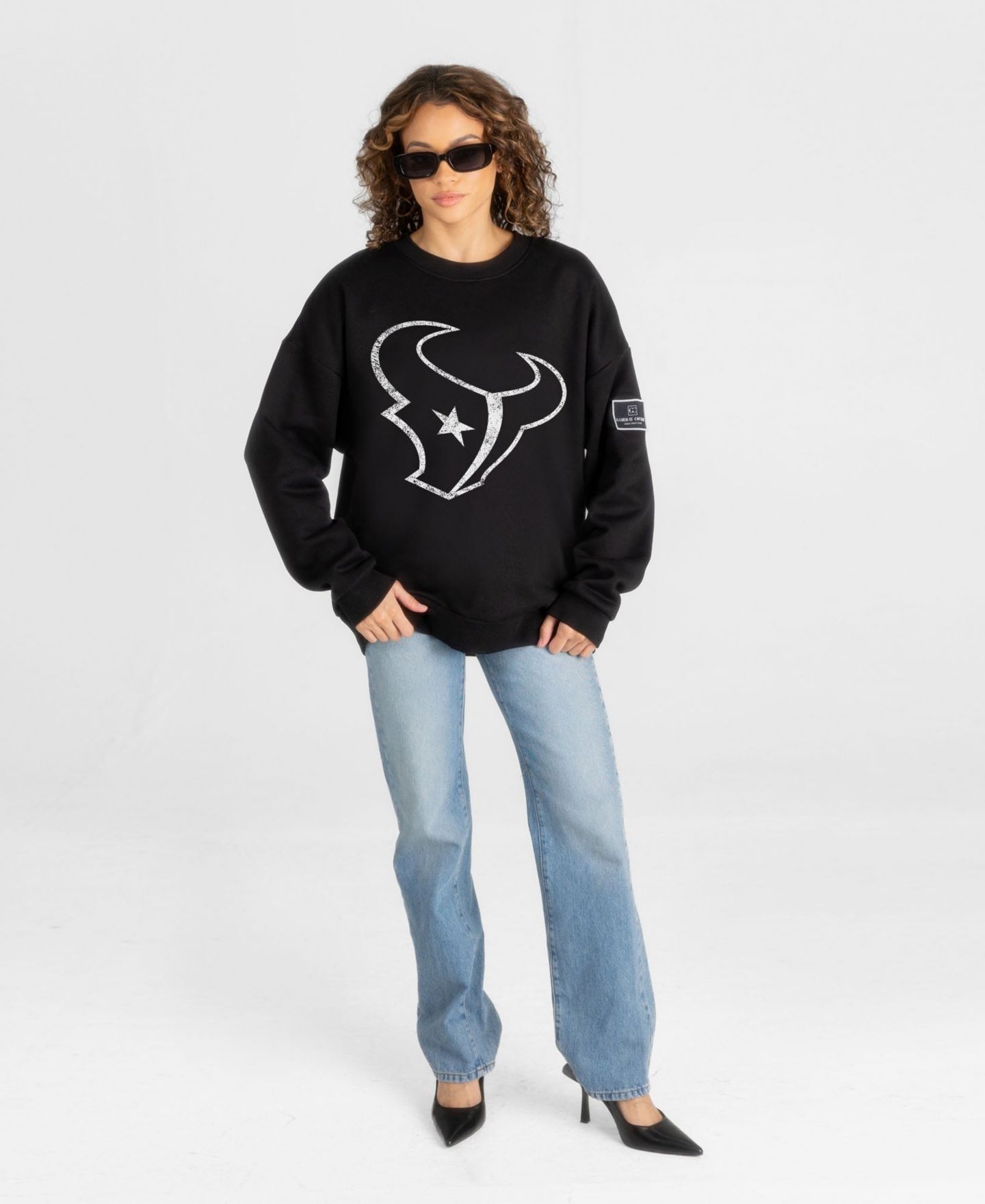 Женская толстовка Gameday Couture Black Houston Texans Bold Move Black Label Premium Drop Shoulder — фото 4