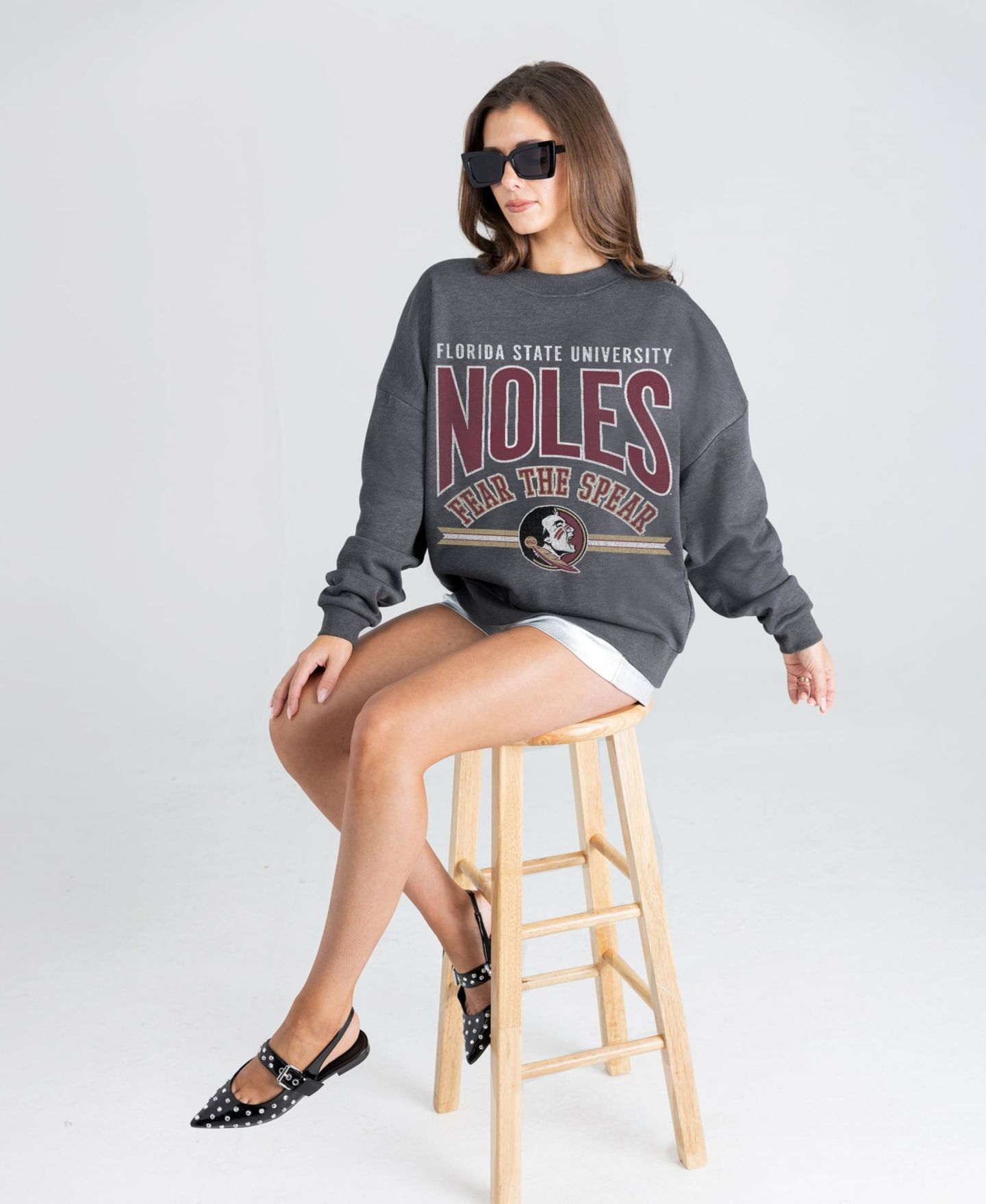 Женская толстовка Gameday Couture Charcoal Florida State Seminoles Kickoff Classic Oversized Premium Drop Shoulder — фото 4