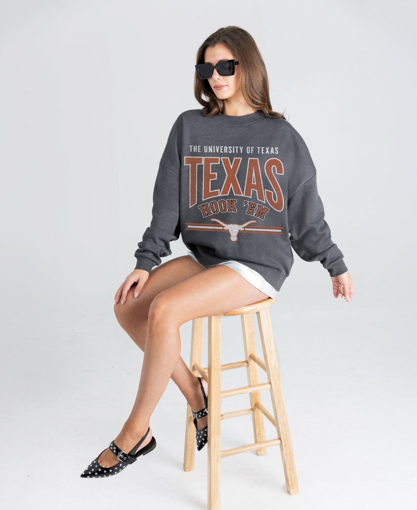Женская толстовка Gameday Couture Charcoal Texas Longhorns Kickoff Classic Oversized Premium Drop Shoulder — фото 4