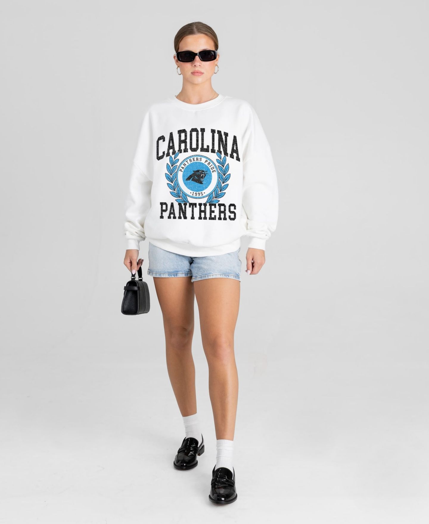 Женская толстовка Gameday Couture White Carolina Panthers Gold Standard Oversized Premium Drop Shoulder — фото 3