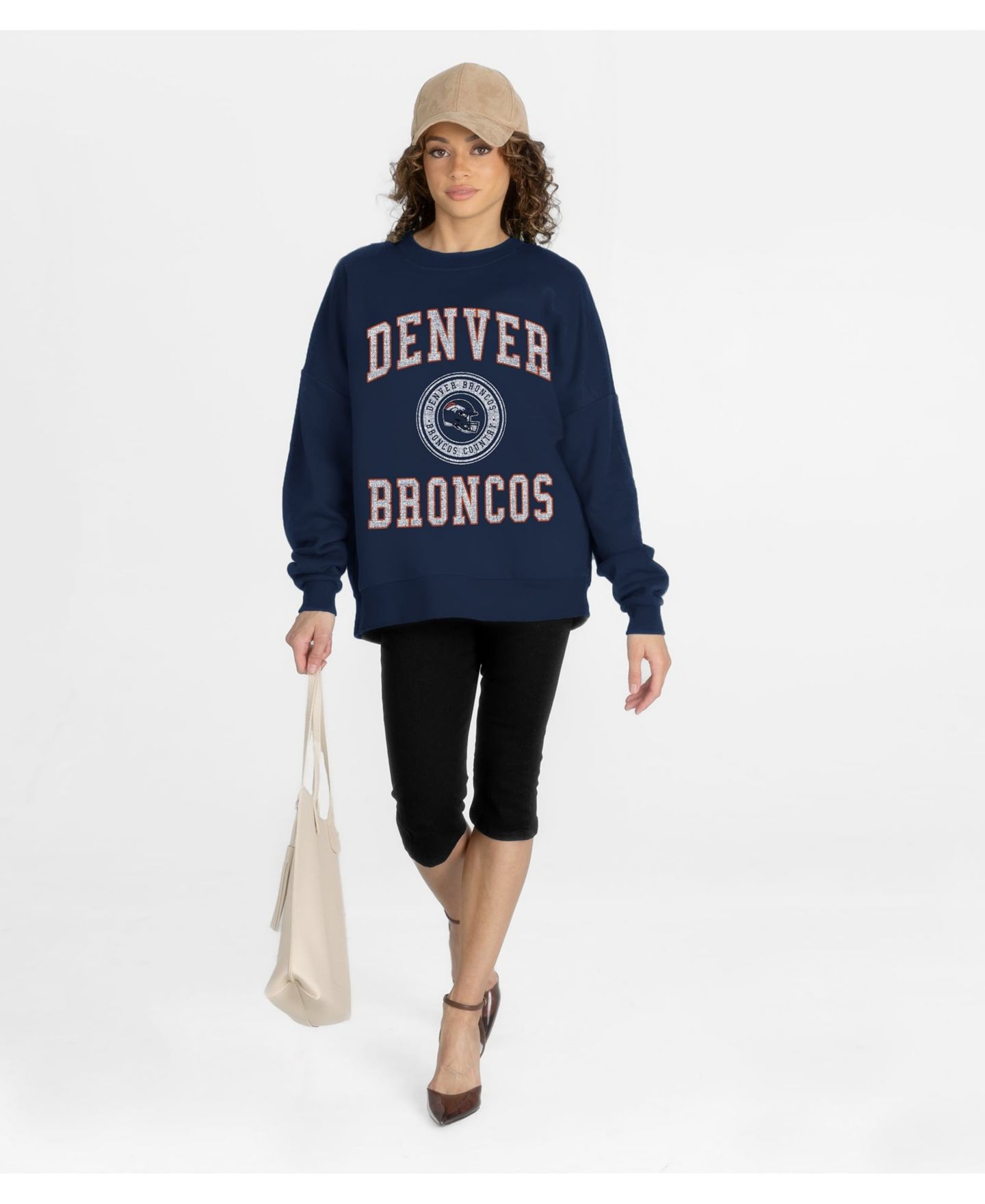 Женская толстовка Gameday Couture Navy Denver Broncos Prime Play Oversized Premium Drop Shoulder — фото 3