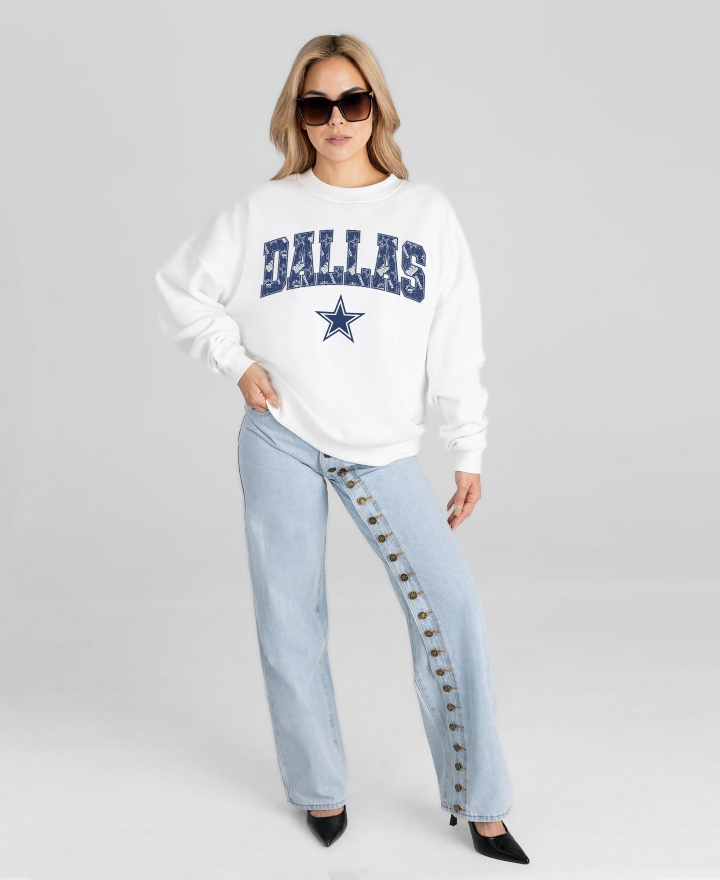Женская толстовка Gameday Couture White Dallas Cowboys Sweet Play Oversized Premium Drop Shoulder — фото 3