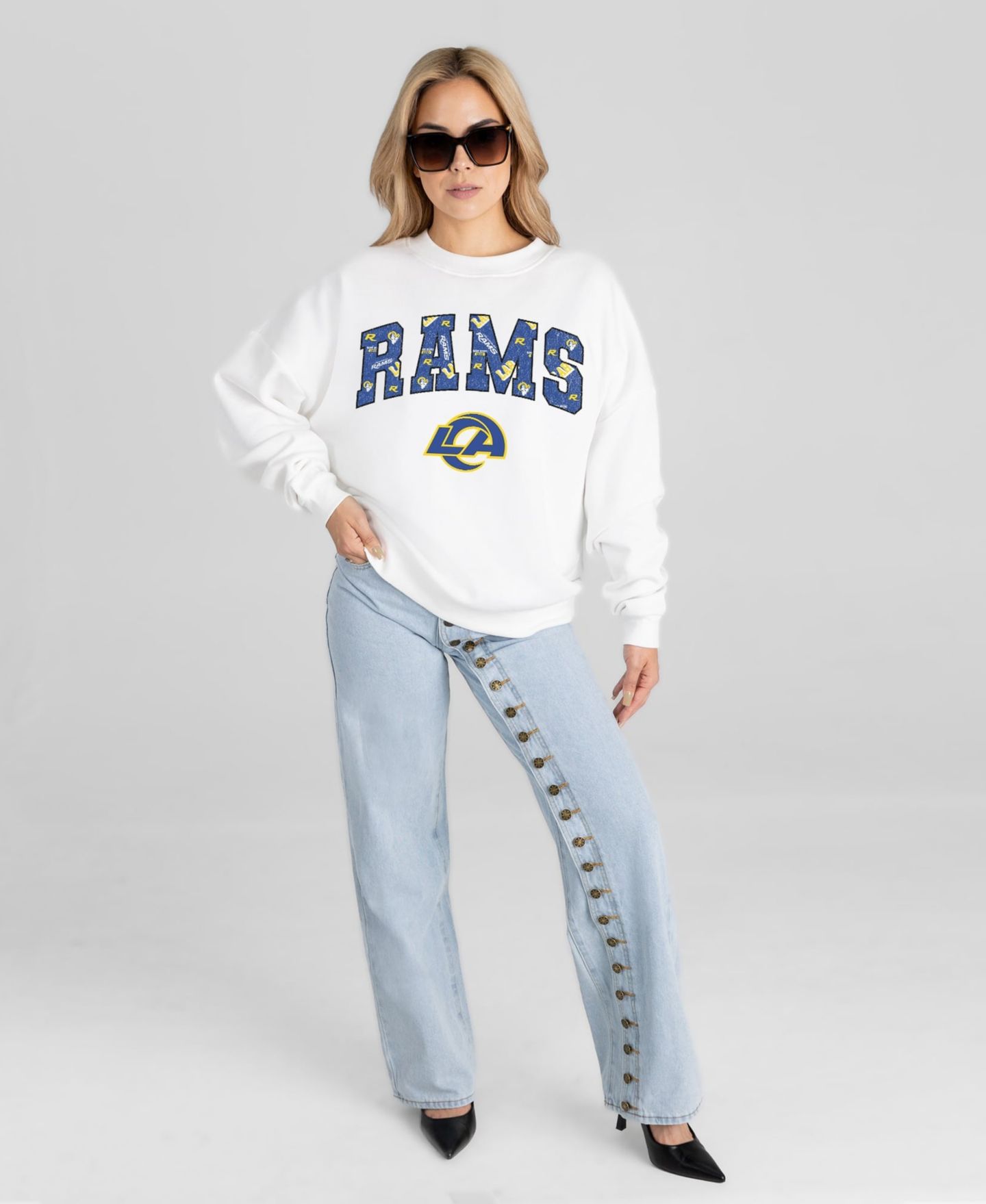 Женская толстовка Gameday Couture White Los Angeles Rams Sweet Play Oversized Premium Drop Shoulder — фото 3