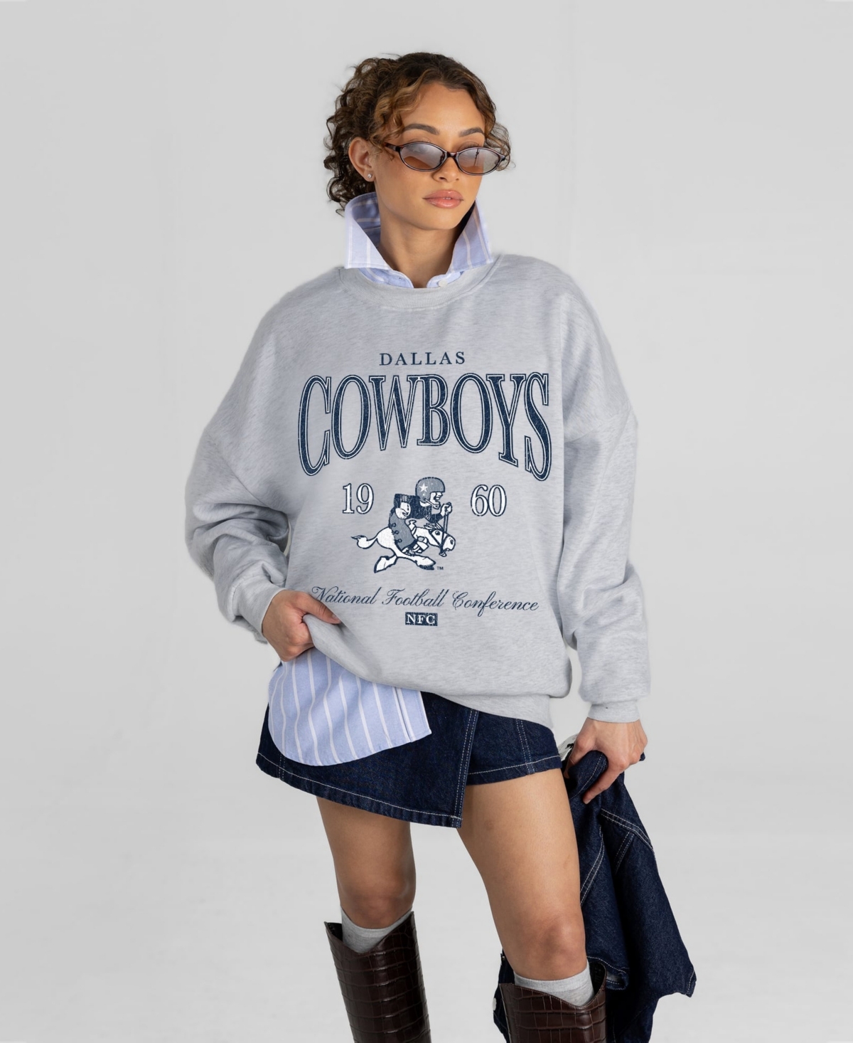 Gameday Couture Women's Ash Dallas Cowboys Instant Classic Oversized Premium Drop Shoulder Sweatshirt - Ash