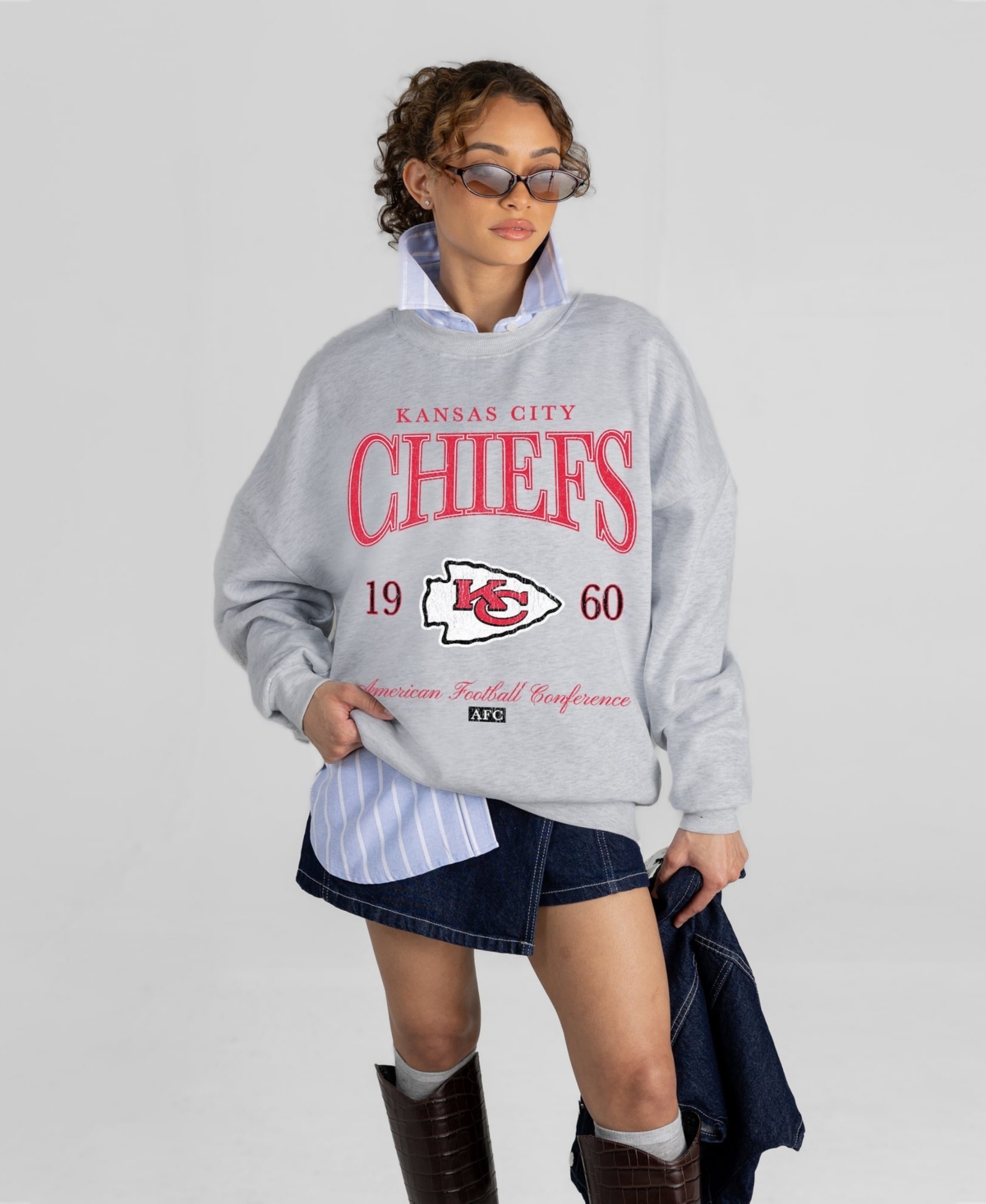 Gameday Couture Women's Ash Kansas City Chiefs Instant Classic Oversized Premium Drop Shoulder Sweatshirt - Ash