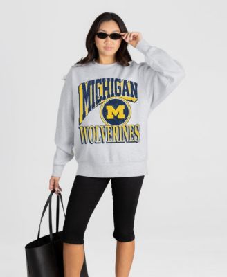 Women's Ash Michigan Wolverines Game On Sweatshirt