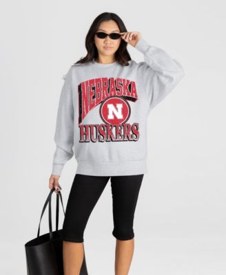 Women's Ash Nebraska Huskers Game On Sweatshirt