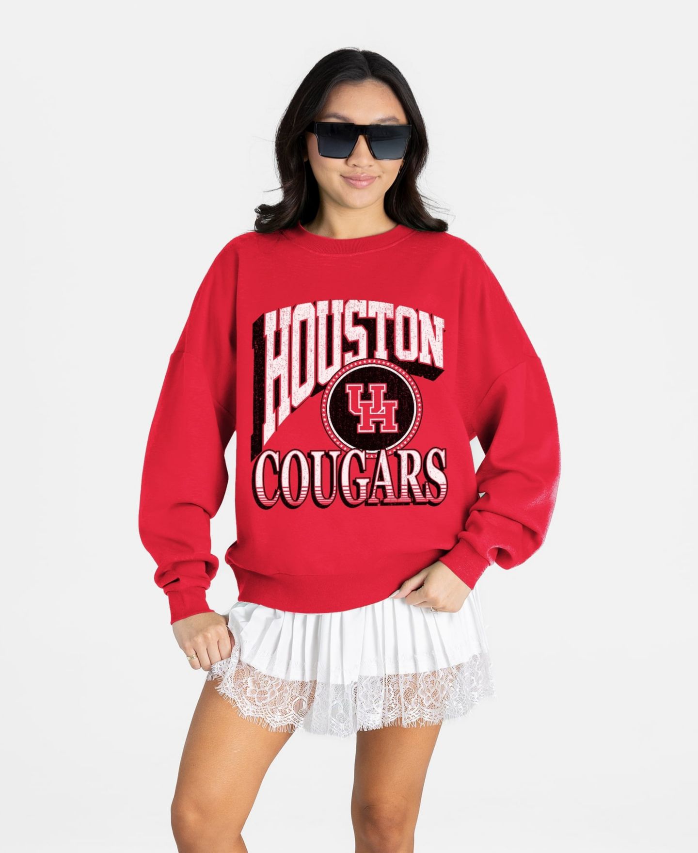 Женская толстовка Gameday Couture Red Houston Cougars Main Character Oversized Premium Drop Shoulder — фото 1