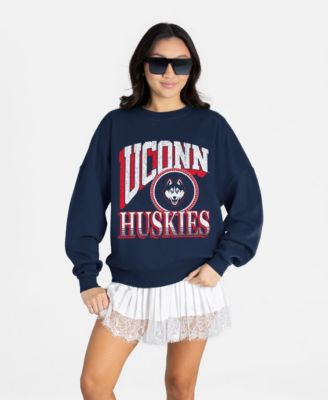 Women's Navy UConn Huskies Main Character Oversized Premium Drop Shoulder Sweatshirt