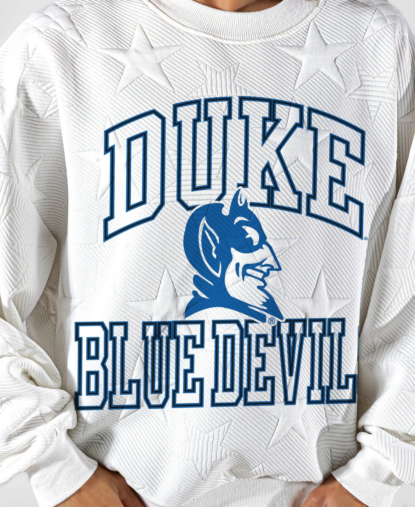 Женская толстовка Gameday Couture White Duke Blue Devils Big Play Energy Tonal Star Embossed — фото 5