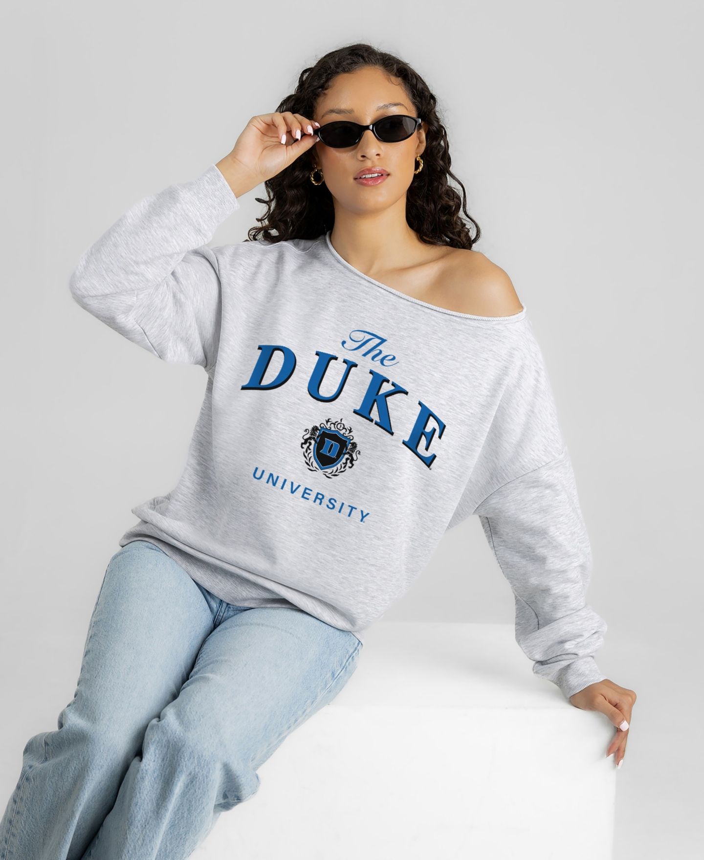 Женская толстовка Gameday Couture Ash Duke Blue Devils Offsides Energy Off-Shoulder — фото 5