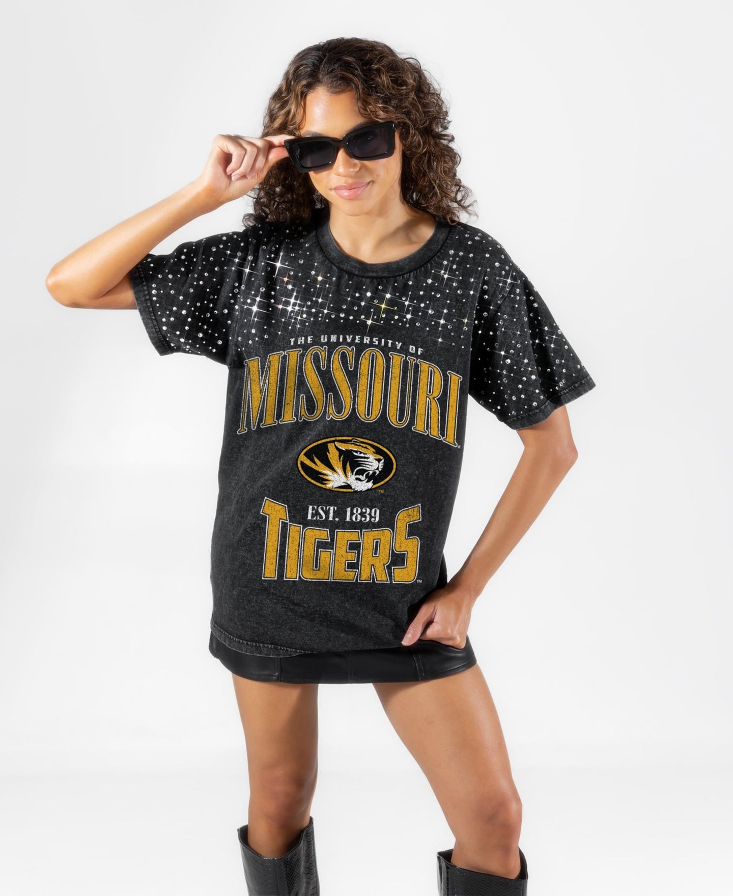 Женская футболка Gameday Couture Black Missouri Tigers In the Zone Washed Micro Rhinestone — фото 4