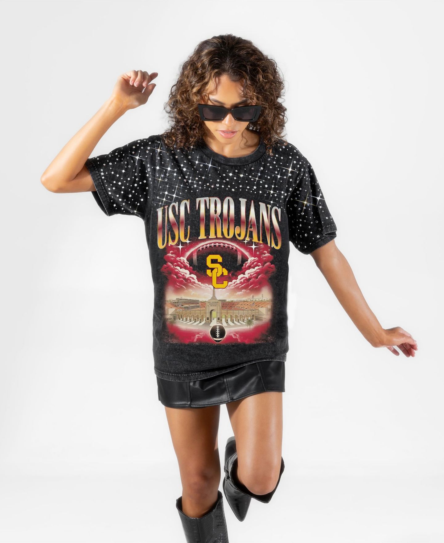 Женская футболка Gameday Couture Black USC Trojans Dream Big Washed Micro Rhinestone — фото 4