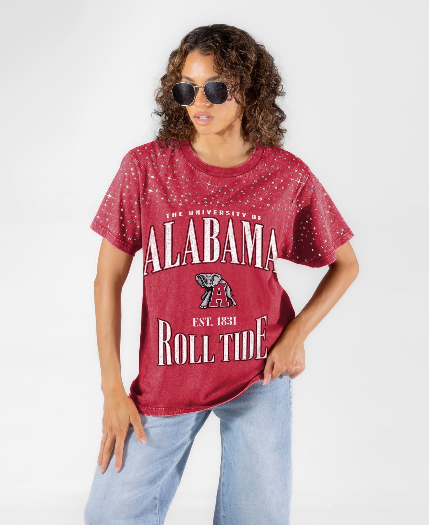 Женская футболка Gameday Couture Crimson Alabama Crimson Tide Sparkle Score Washed Micro Rhinestone — фото 4