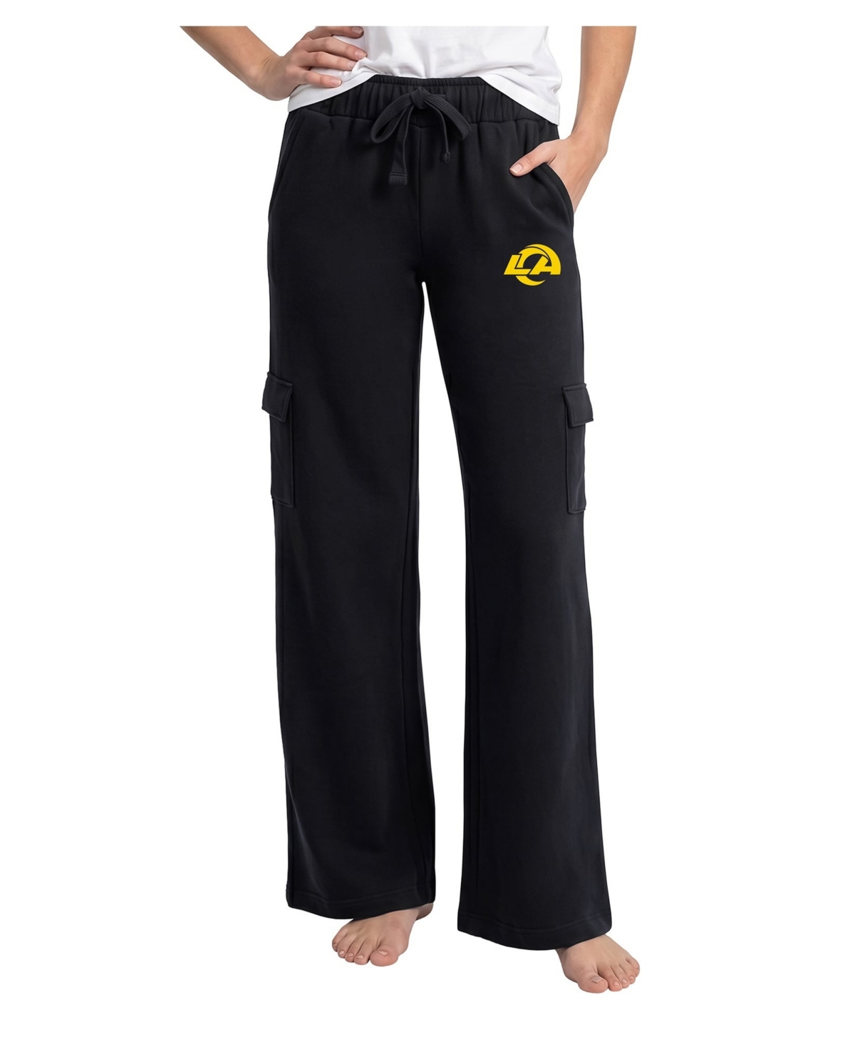 Concepts Sport Women's Black Los Angeles Rams Truett Wide-Leg Cargo Fleece Pants - Black
