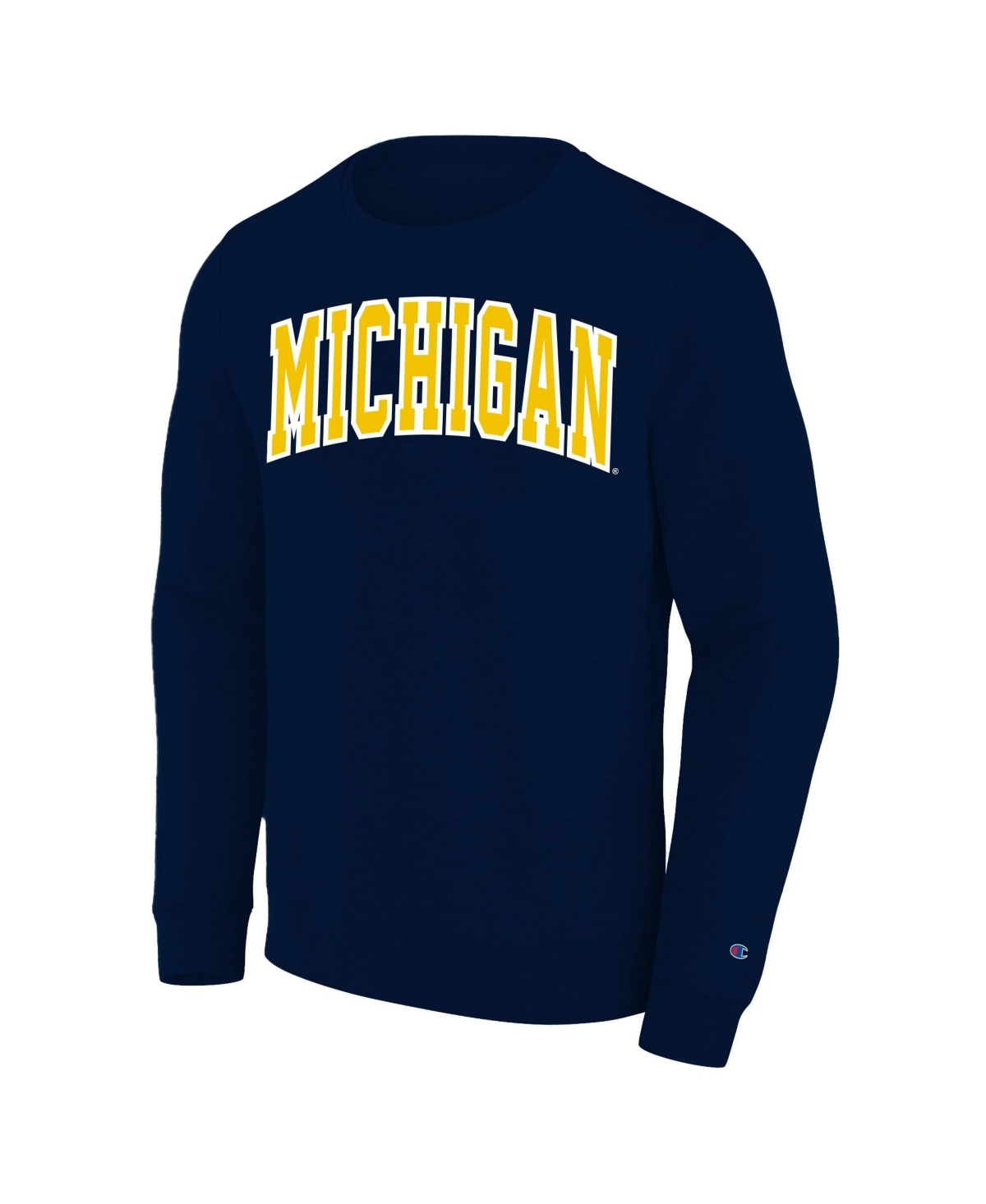 Champion Men's Big and Tall Navy Michigan Wolverines Arch Applique Sweatshirt - Navy