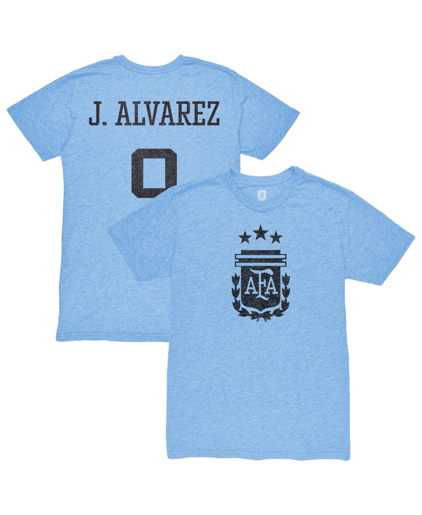 Мужская футболка 1863FC Julián Álvarez Light Blue Argentina National Team Player Retro Tri-Blend — фото 1