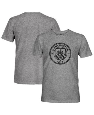 Men's Heather Gray Manchester City Mono Badge Retro Tri-Blend T-Shirt