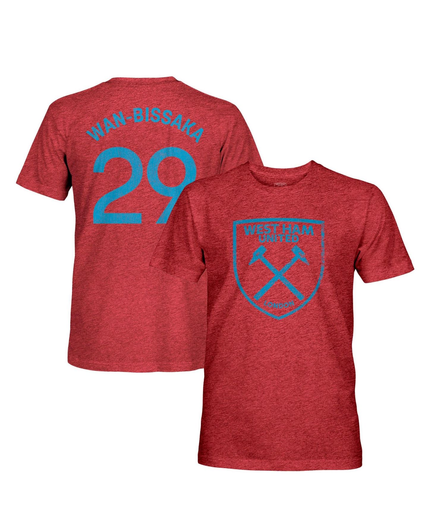 Мужская футболка 1863FC Aaron Wan-Bissaka Maroon West Ham United Retro Player Name & Number Tri-Blend — фото 1