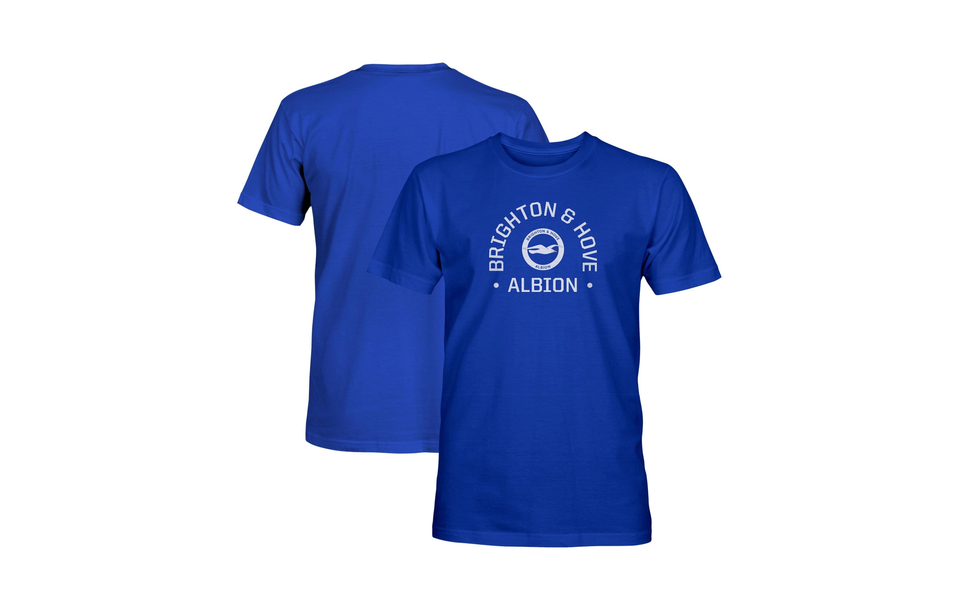 1863FC Men's Blue Brighton and Hove Albion Team Arch T-Shirt