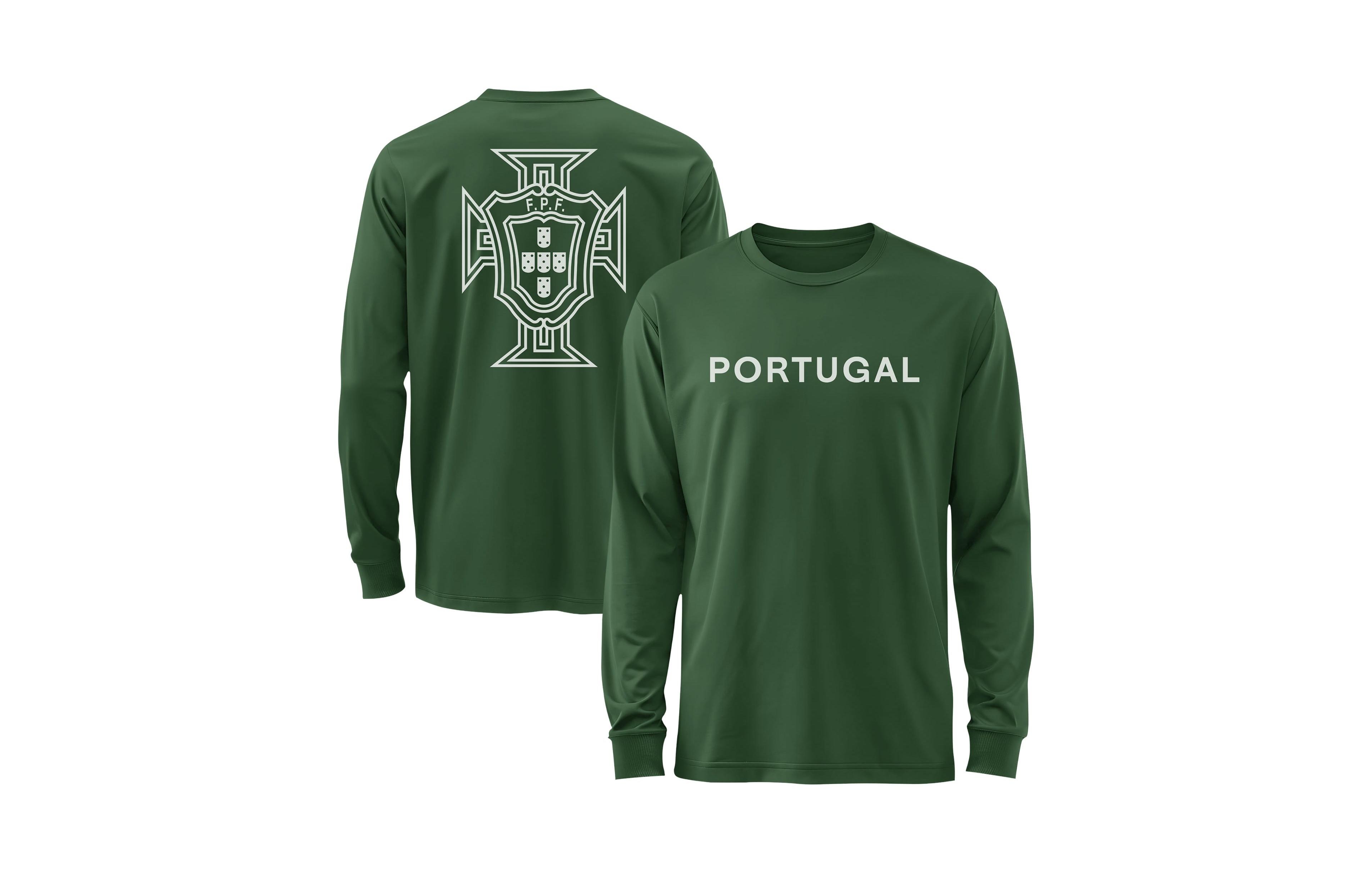 1863FC Men's Green Portugal National Team Mono Badge Wordmark Long-Sleeve T-Shirt