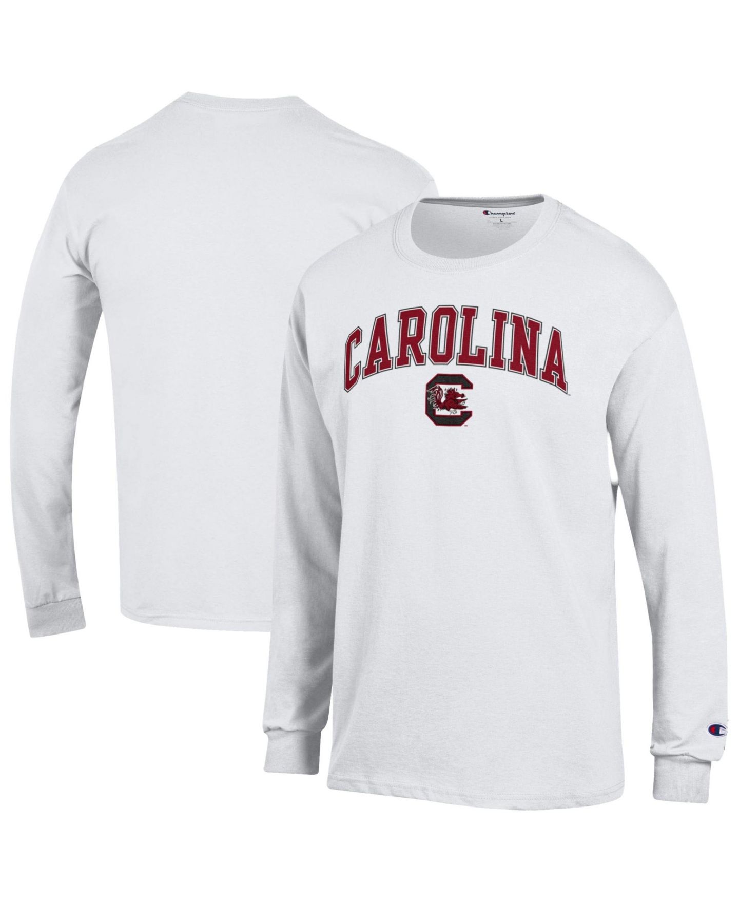 Мужская футболка Champion White South Carolina Gamecocks Arch Over Logo Long-Sleeve — фото 1