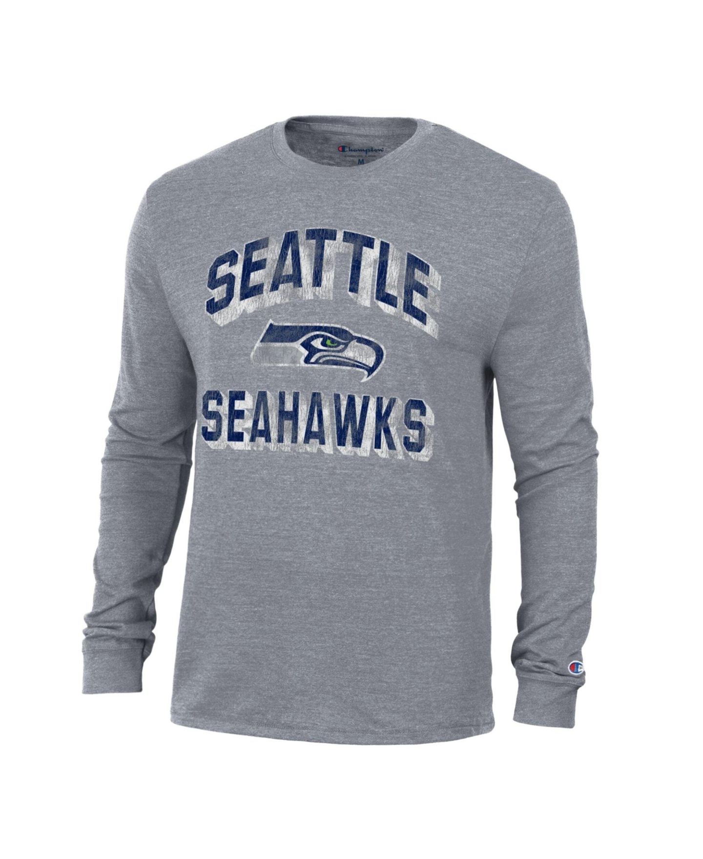 Мужская футболка Champion Charcoal Seattle Seahawks Ultimate Tri-Blend Long-Sleeve — фото 1