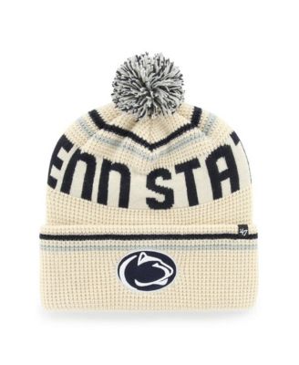 Men's and Women's Cream Penn State Nittany Lions Quattrle Waffle Cuffed Knit Pom Hat