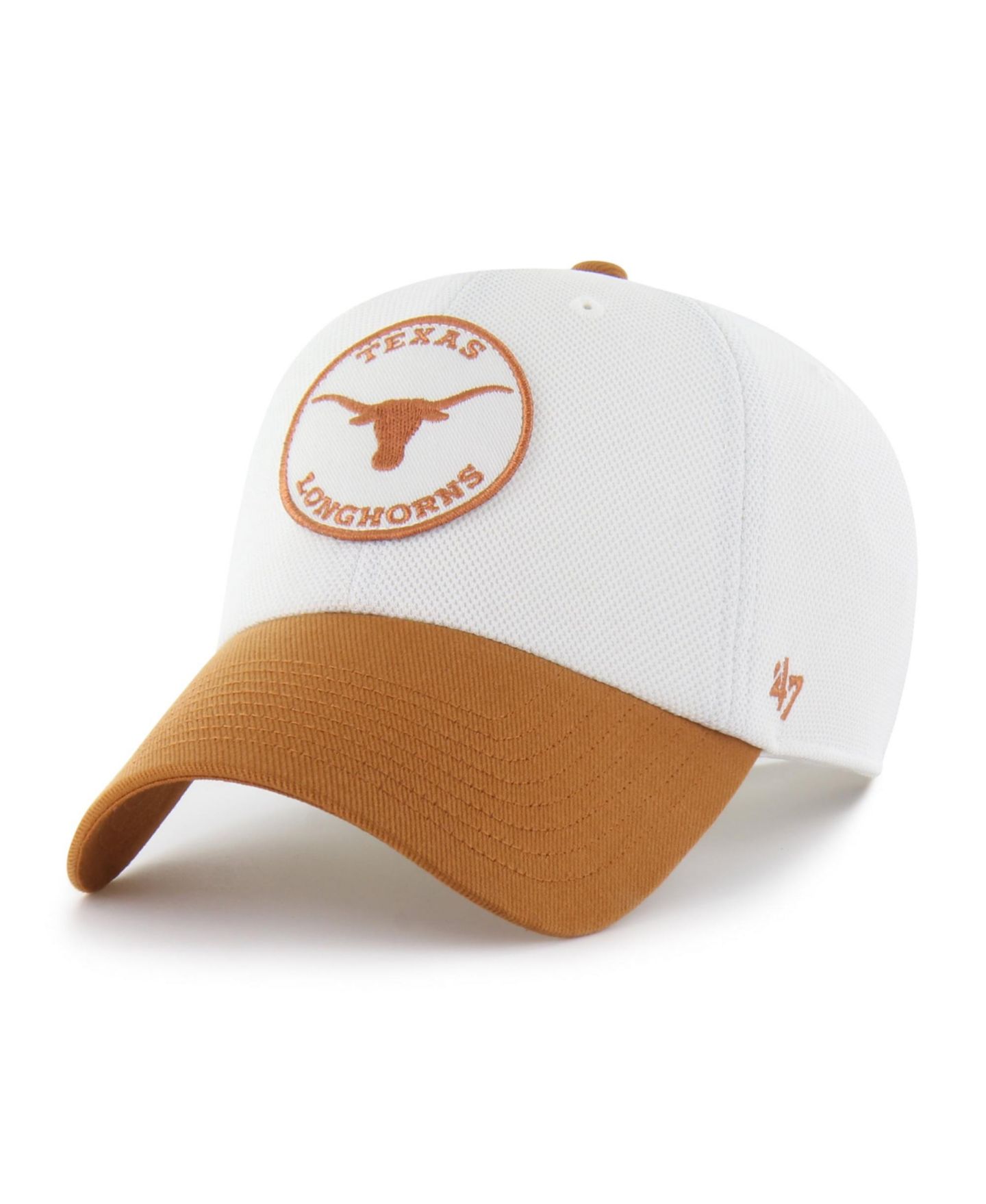Кепка '47 Brand White/Texas Orange Texas Longhorns Pique Patch Clean Up Adjustable Hat — фото 1