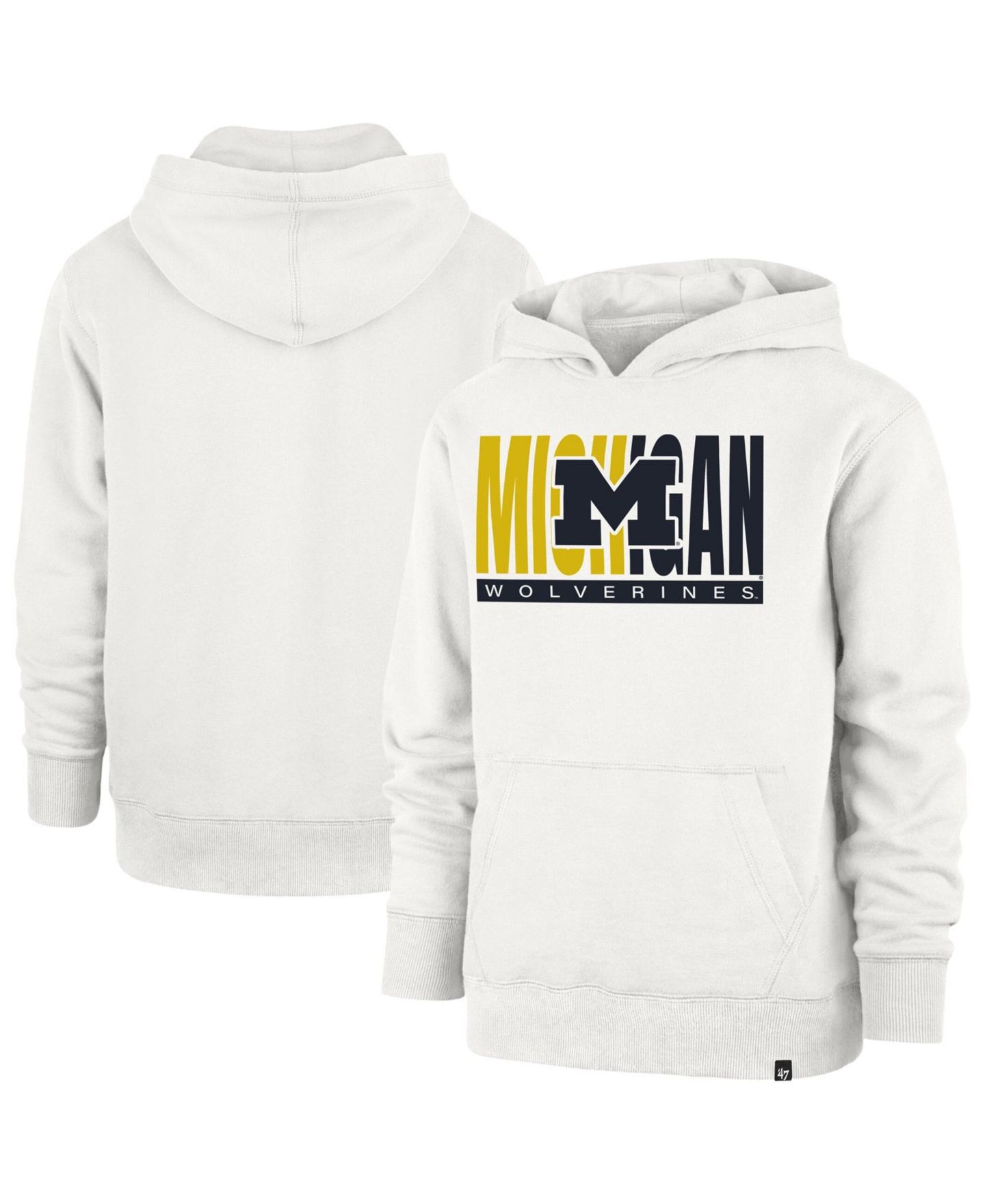 Детское худи '47 Brand Cream Michigan Wolverines Block Text Pullover — фото 1