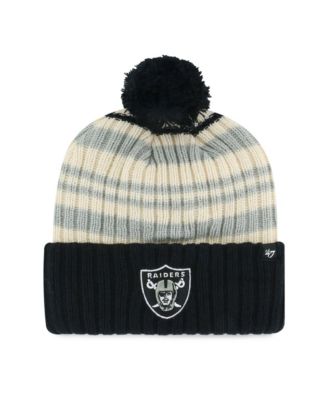 Big Boys' and Girls' Black Las Vegas Raiders Snow Fort Cuffed Knit Pom Hat