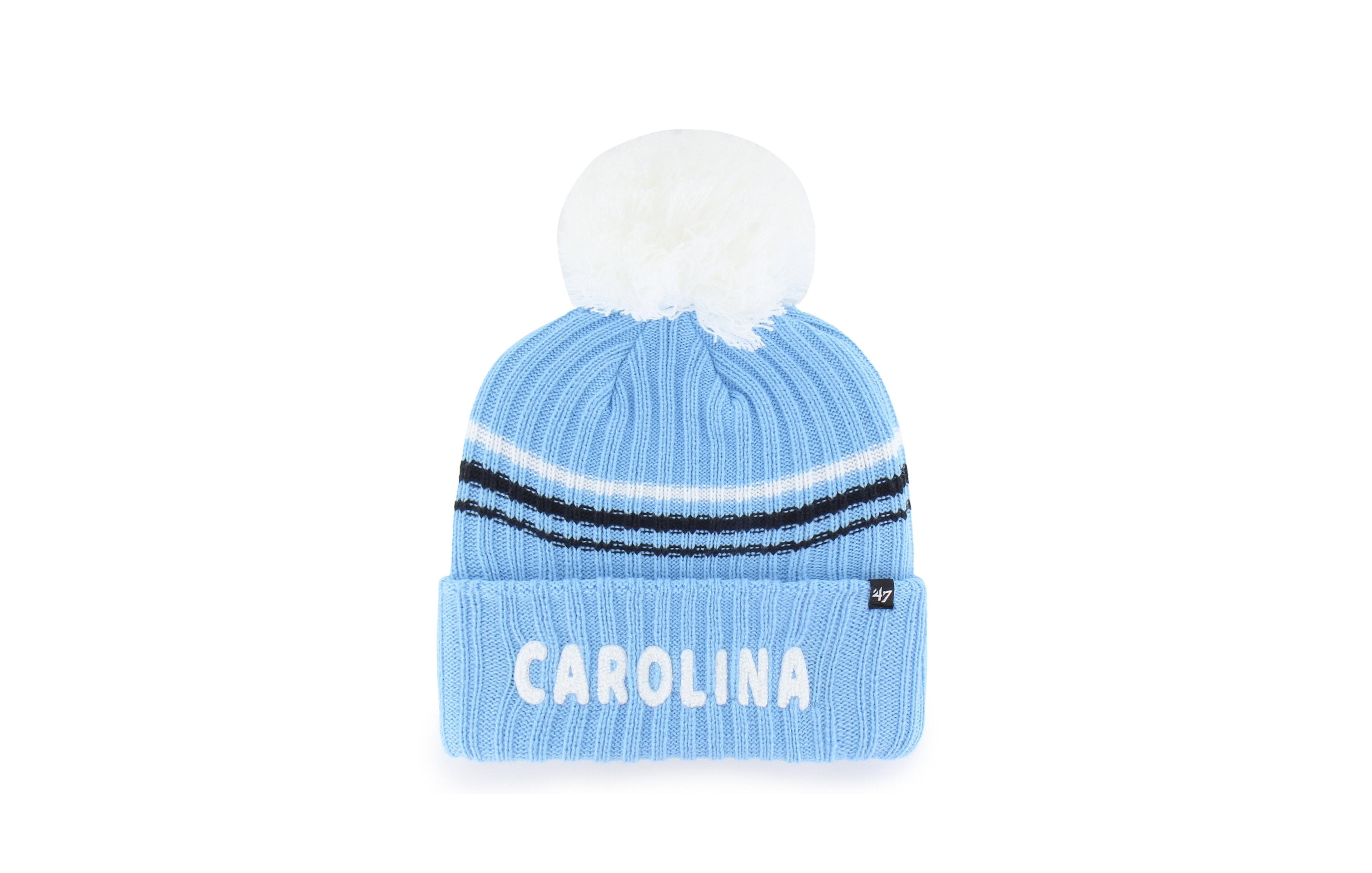 '47 Brand Women's Carolina Blue North Carolina Tar Heels Seasonal Fuzzy Script Big Pom Knit Hat