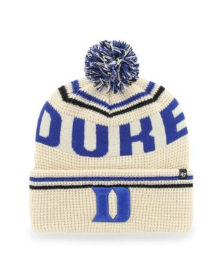 Men's and Women's Cream Duke Blue Devils Quattrle Waffle Cuffed Knit Pom Hat