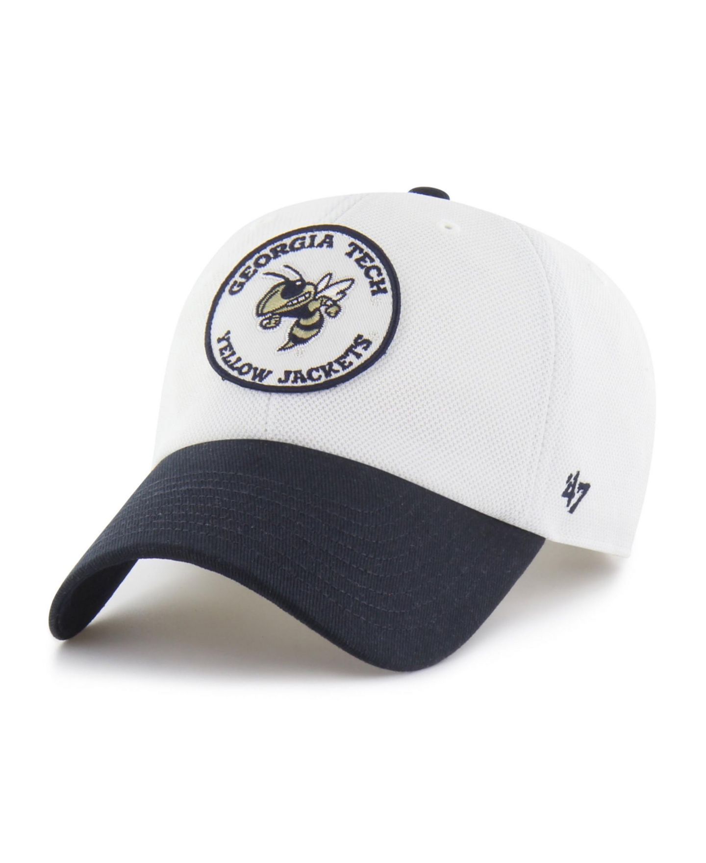 Головные уборы '47 Brand White/Navy Georgia Tech Yellow Jackets Pique Patch Clean Up Adjustable Hat — фото 1