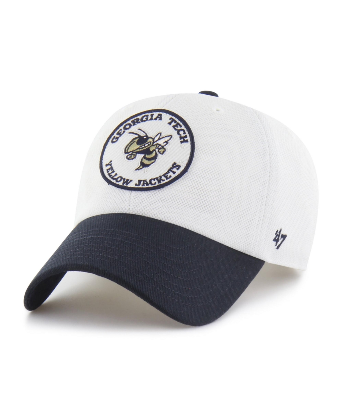 '47 Brand Men's and Women's White/Navy Georgia Tech Yellow Jackets Pique Patch Clean Up Adjustable Hat - White, Navy