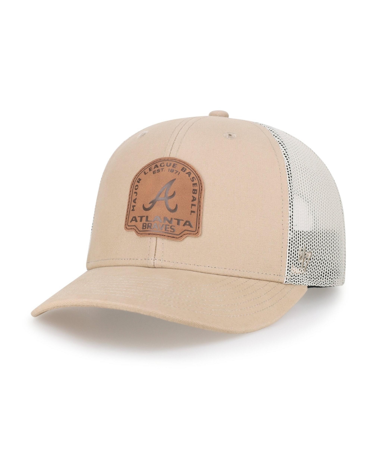 '47 Brand Men's Khaki Atlanta Braves Bonehide Trucker Snapback Hat - Khaki