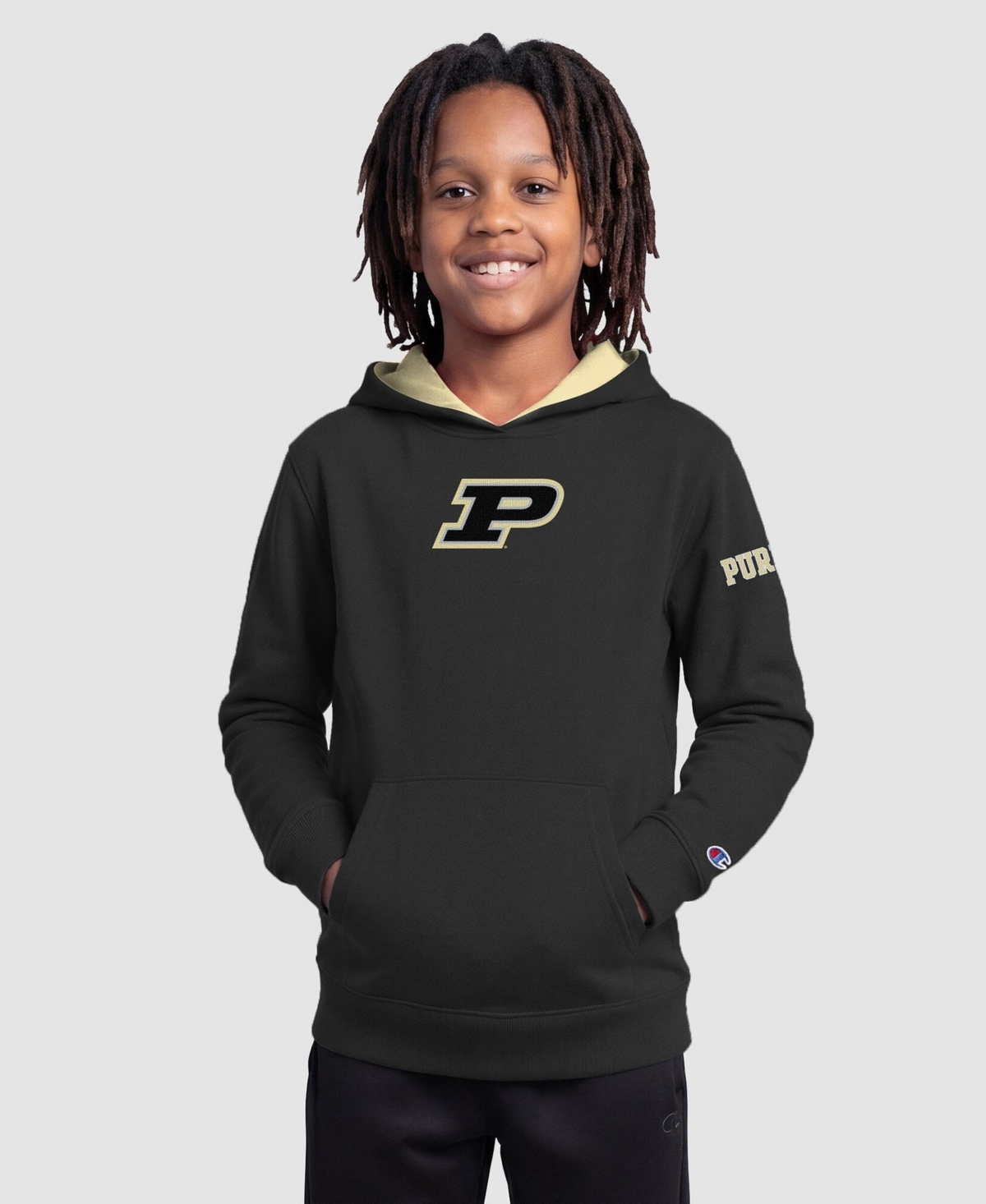 Champion Big Boys' and Girls' Black Purdue Boilermakers Fleece Hoodie - Black, Gold
