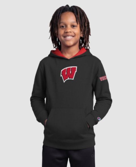 Детское худи Champion Black Wisconsin Badgers Fleece