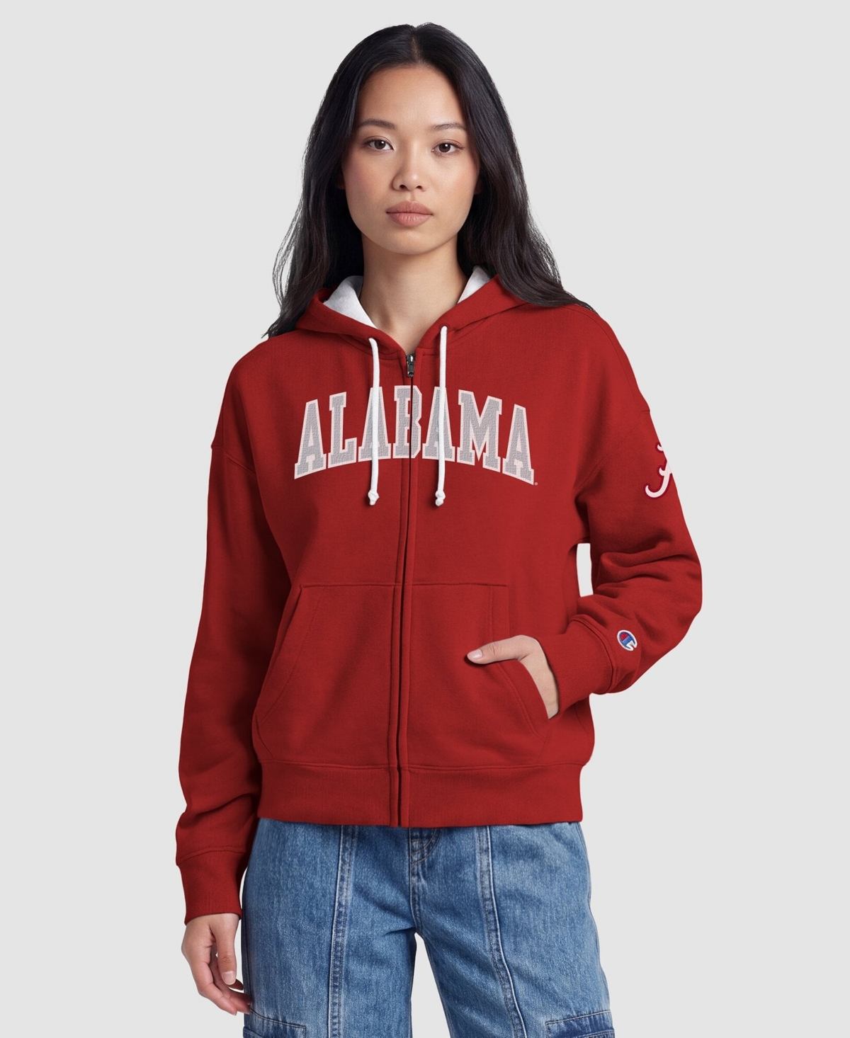 Champion Women's Crimson Alabama Crimson Tide Arch Full-Zip Fleece Hoodie - Crimson, White