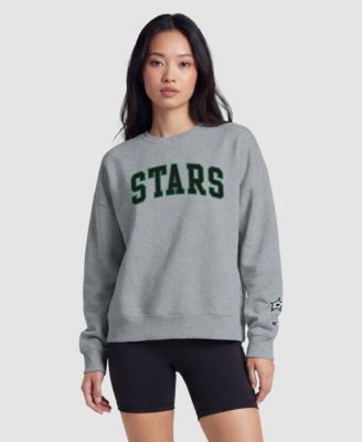 Women's Heather Gray Dallas Stars Applique Crewneck Sweatshirt
