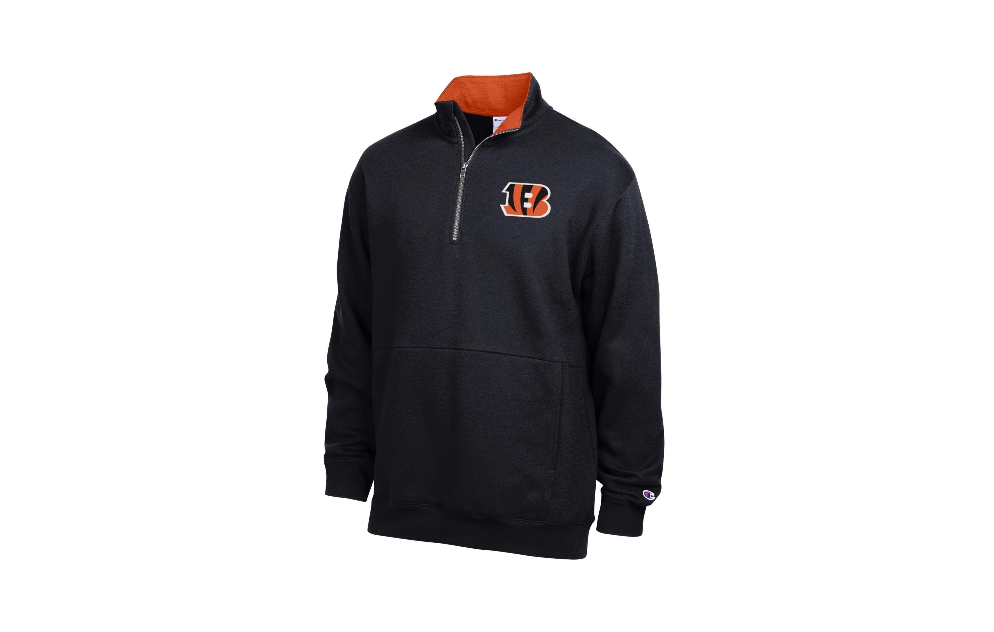 Champion Men's Black/Orange Cincinnati Bengals Fleece Quarter-Zip Pullover