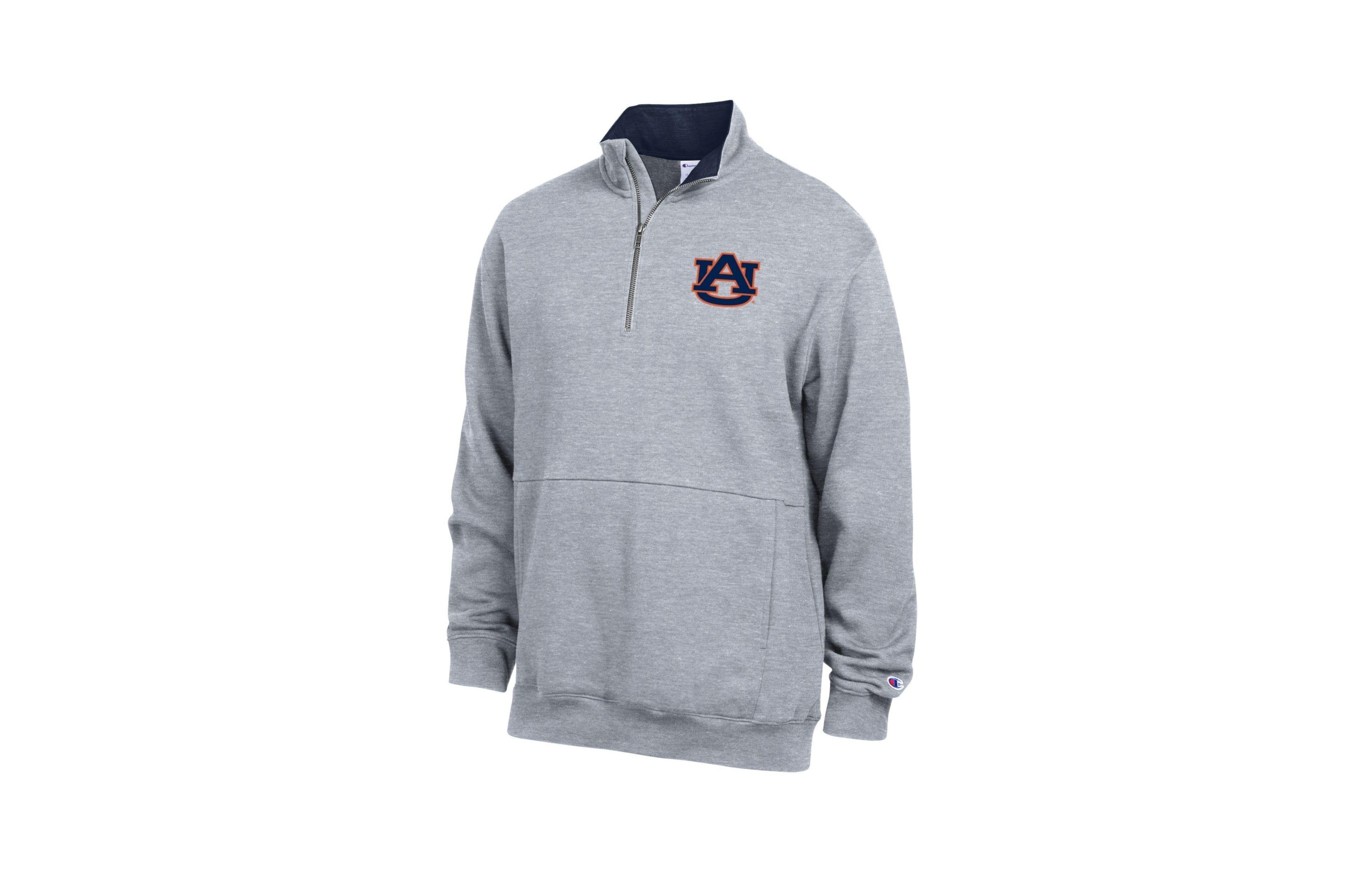 Champion Men's Heather Gray Auburn Tigers Fleece Quarter-Zip Pullover