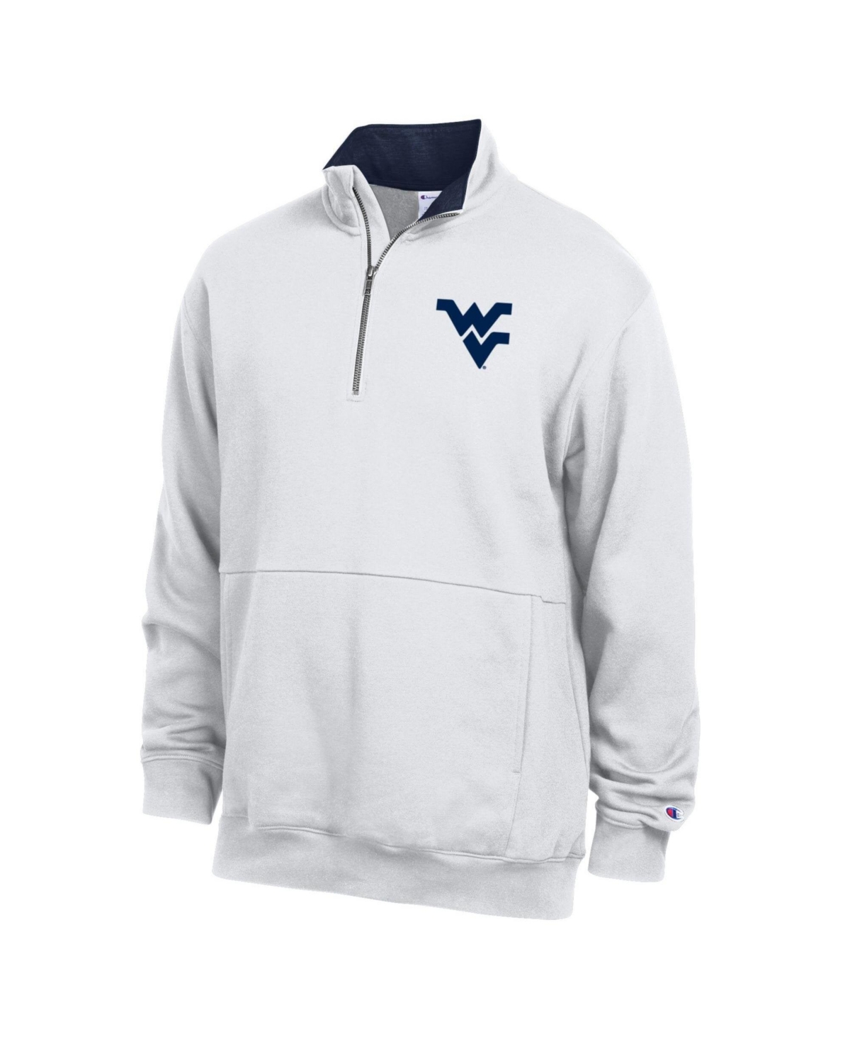 Champion Men's White West Virginia Mountaineers Fleece Quarter-Zip Pullover - White