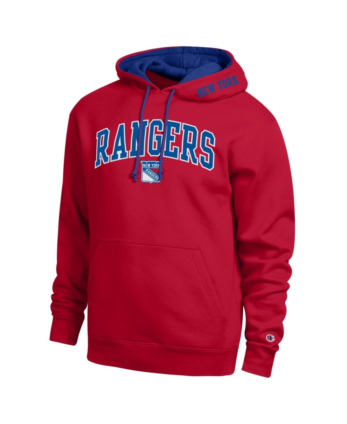 Champion Men's Red New York Rangers Contrast Hoodie - Red, Royal